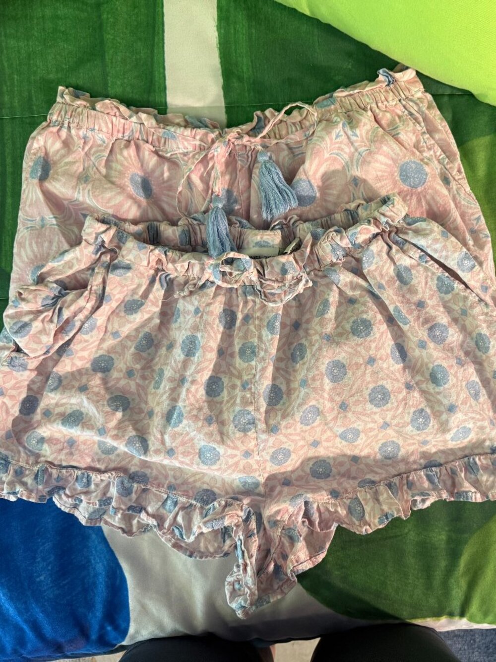 EUC - Bundle of 2 - Rachel Zoe Lounge Shorts - Pink/White/Blue Print - Size M